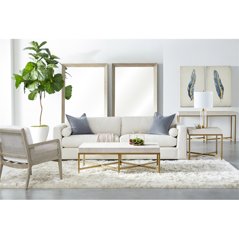 Pemberly Row Full-Length Acacia Wood Floor Mirror in Natural Gray