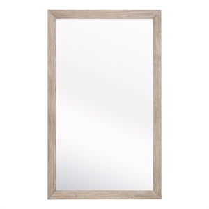 Pemberly Row Full-Length Acacia Wood Floor Mirror in Natural Gray