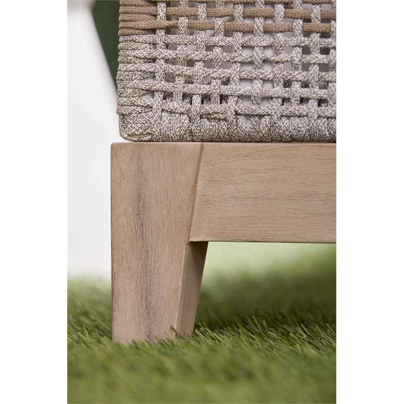 Pemberly Row Rope Weave Outdoor Chaise Lounge With Cushion in Gray