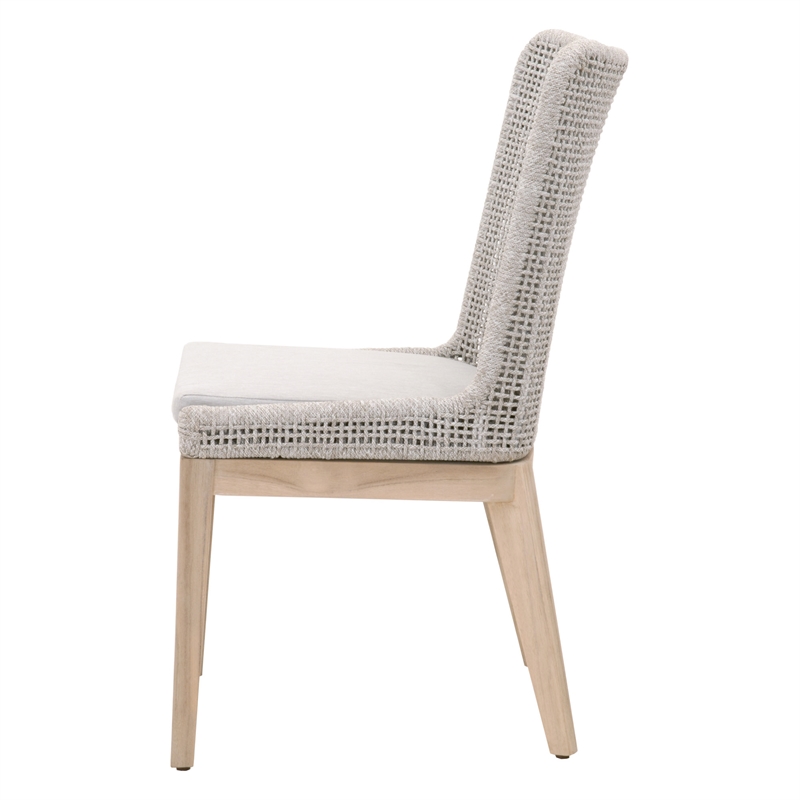 Pemberly Row Rope Weave Outdoor Dining Chair in Gray (Set of 2)