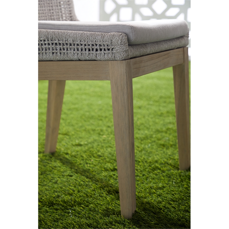 Pemberly Row Rope Weave Outdoor Dining Chair in Gray (Set of 2)