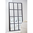 Pemberly Row Contemporary Solid Oak Floor Mirror in Matte Black