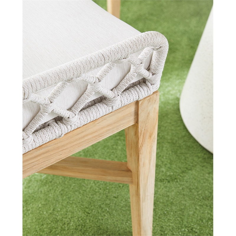 Pemberly Row Contemporary Rope Weave Outdoor Wingback Chair in Off White