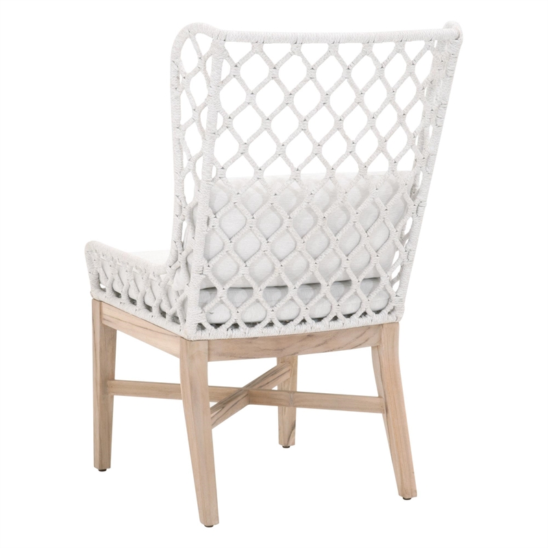 Pemberly Row Contemporary Rope Weave Outdoor Wingback Chair in Off White