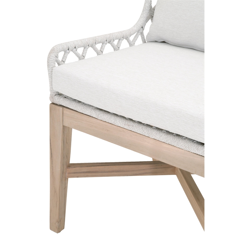 Pemberly Row Contemporary Rope Weave Outdoor Wingback Chair in Off White