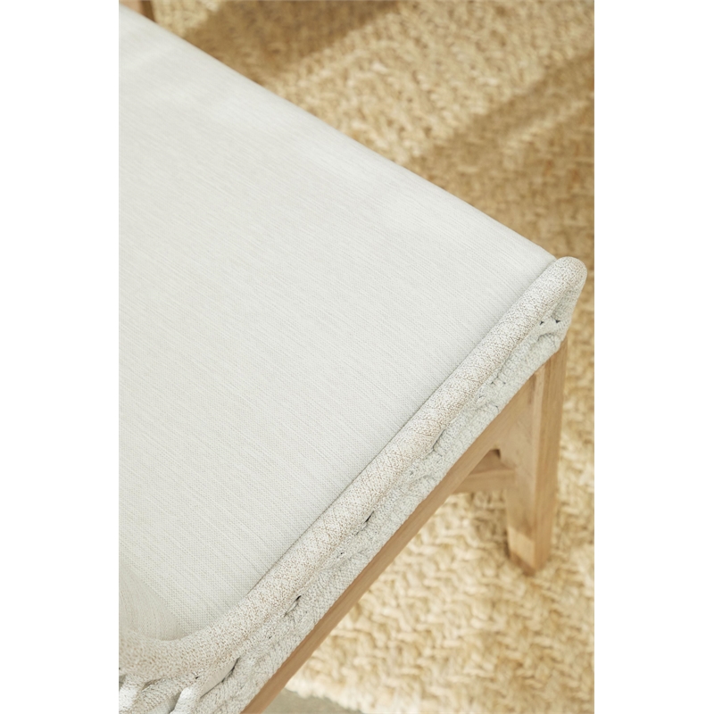 Pemberly Row Contemporary Rope Weave Outdoor Wingback Chair in Off White