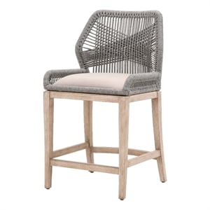 Pemberly Row 26&quot Rope Weave Fabric Counter Stool in Light Gray