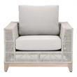 Pemberly Row Rope Weave Outdoor Sofa Chair With Cushions in Gray