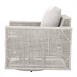 Pemberly Row Contemporary Rope Weave Swivel Outdoor Rocker Chair in Gray