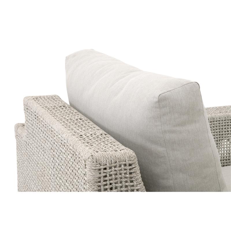 Pemberly Row Contemporary Rope Weave Swivel Outdoor Rocker Chair in Gray