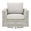 Pemberly Row Contemporary Rope Weave Swivel Outdoor Rocker Chair in Gray