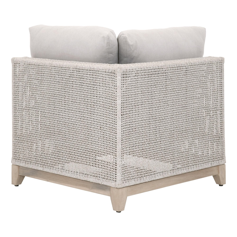 Pemberly Row Modular Rope Weave Outdoor Corner Chair in Gray