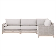 Pemberly Row Modular Rope Weave Outdoor Corner Chair in Gray