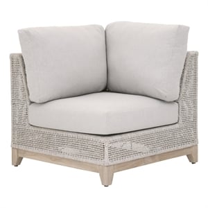 Pemberly Row Modular Rope Weave Outdoor Corner Chair in Gray