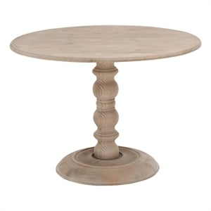 Pemberly Row 42&quot Round Pedestal Pine Wood Dining Table in Gray