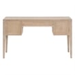 Pemberly Row 5-Drawer Reclaimed Oak Cane Inlay Desk in Smoke Gray