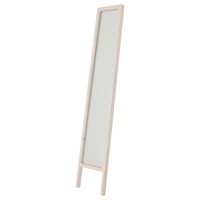 Pemberly Row Tapered Reclaimed Pine Floor Mirror in White Wash