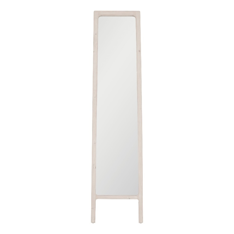 Pemberly Row Tapered Reclaimed Pine Floor Mirror in White Wash