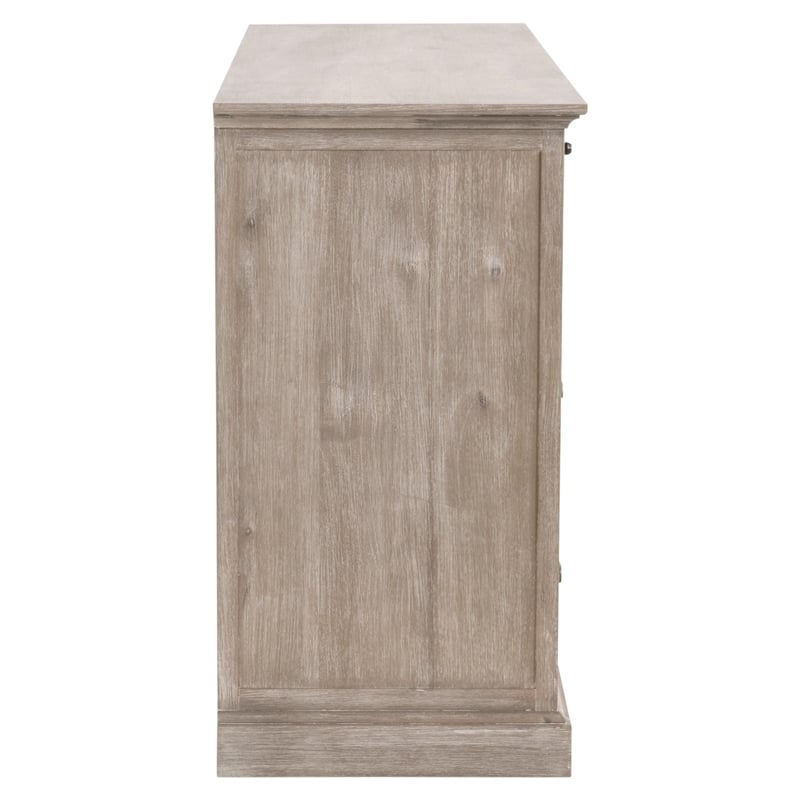 Pemberly Row Contemporary 7-Drawer Acacia Wood Media Dresser in Gray