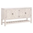 Pemberly Row Quartz Top Pine Media Sideboard With Storage in White