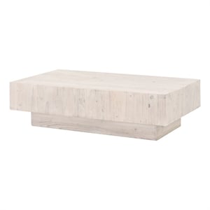 Pemberly Row Reclaimed Pine Mitered Edge Coffee Table in White