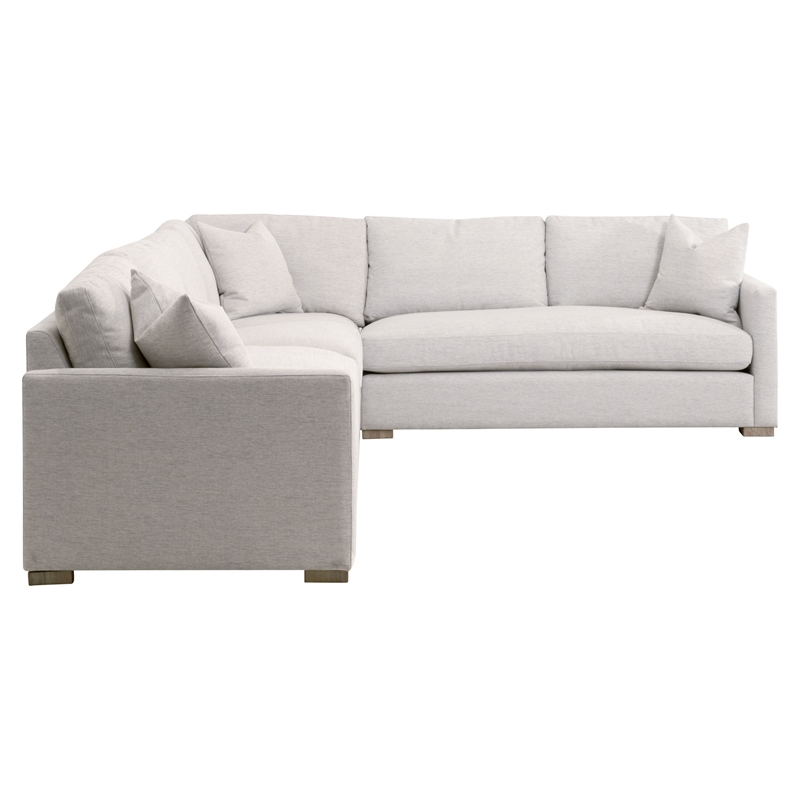 Pemberly Row Contemporary Modular 2-Seat Slim Arm Right Sofa in Stone