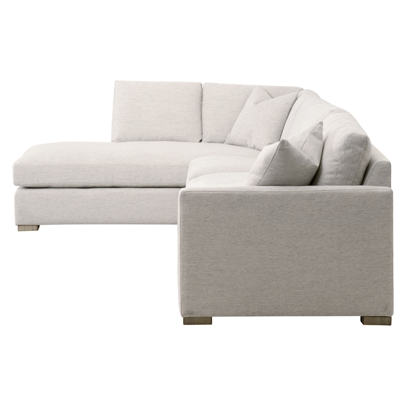 Pemberly Row Contemporary Modular 2-Seat Slim Arm Right Sofa in Stone
