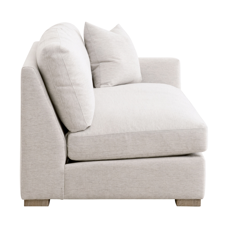Pemberly Row Contemporary Modular 2-Seat Slim Arm Right Sofa in Stone
