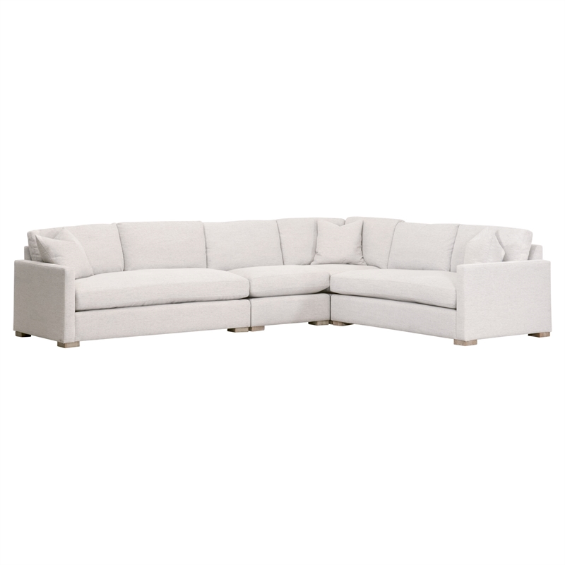 Pemberly Row Contemporary Modular 2-Seat Slim Arm Right Sofa in Stone