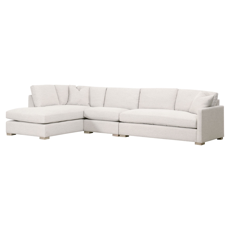 Pemberly Row Contemporary Modular 2-Seat Slim Arm Right Sofa in Stone
