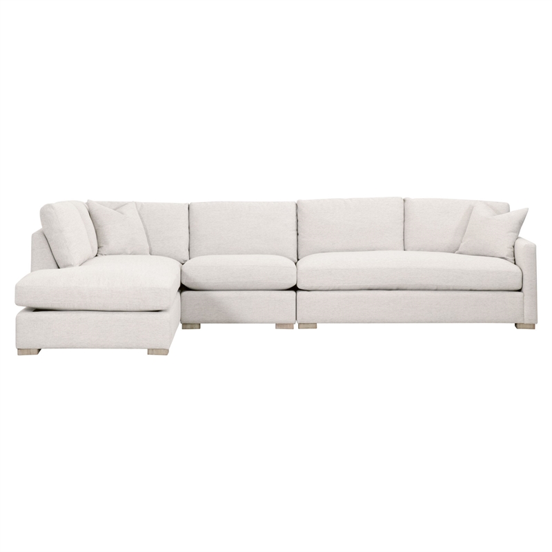 Pemberly Row Contemporary Modular 2-Seat Slim Arm Right Sofa in Stone