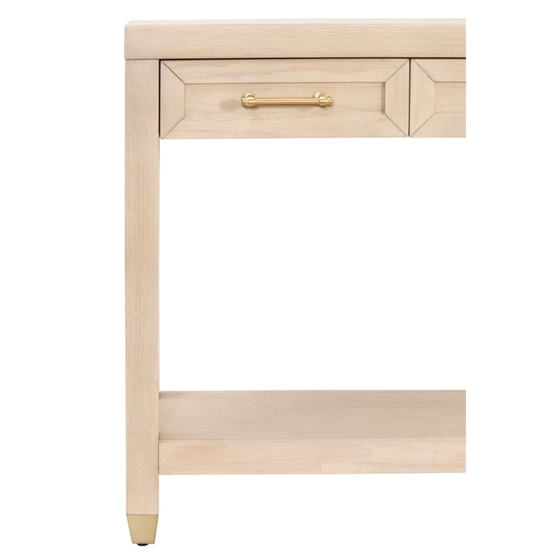 Pemberly Row Contemporary 3-Drawer Oak Console Table in Light Honey Oak