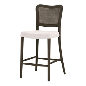 Pemberly Row Contemporary 25&quot Cane Back Oak Counter Stool in Matte Brown
