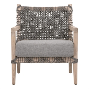 Pemberly Row 28.5&quot Teak Rope Weave Outdoor Club Chair in Dove