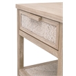 Pemberly Row Abaca Rope Mahogany 1-Drawer Nightstand in Gray