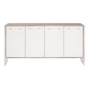 Pemberly Row 67&quot Faux Shagreen Acacia Media Sideboard in Pearl