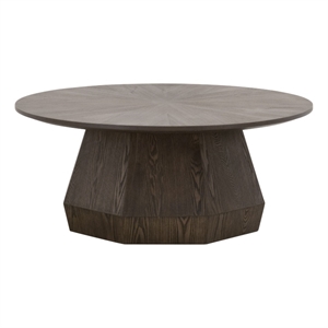 Pemberly Row 42&quot Ash Starburst Pedestal Coffee Table in Brown