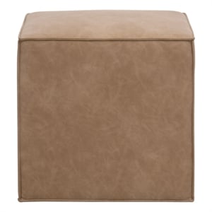 Pemberly Row Contemporary Upholstered Accent Cube 20&quot in Brown Fabric