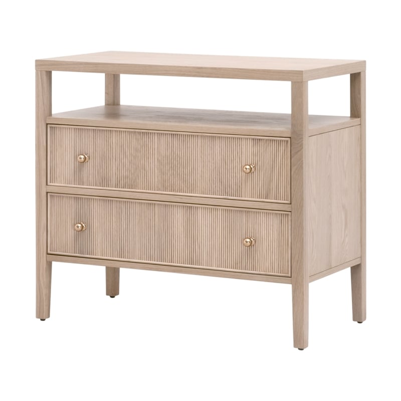 Pemberly Row Open Shelf 2-Drawer Nightstand 34