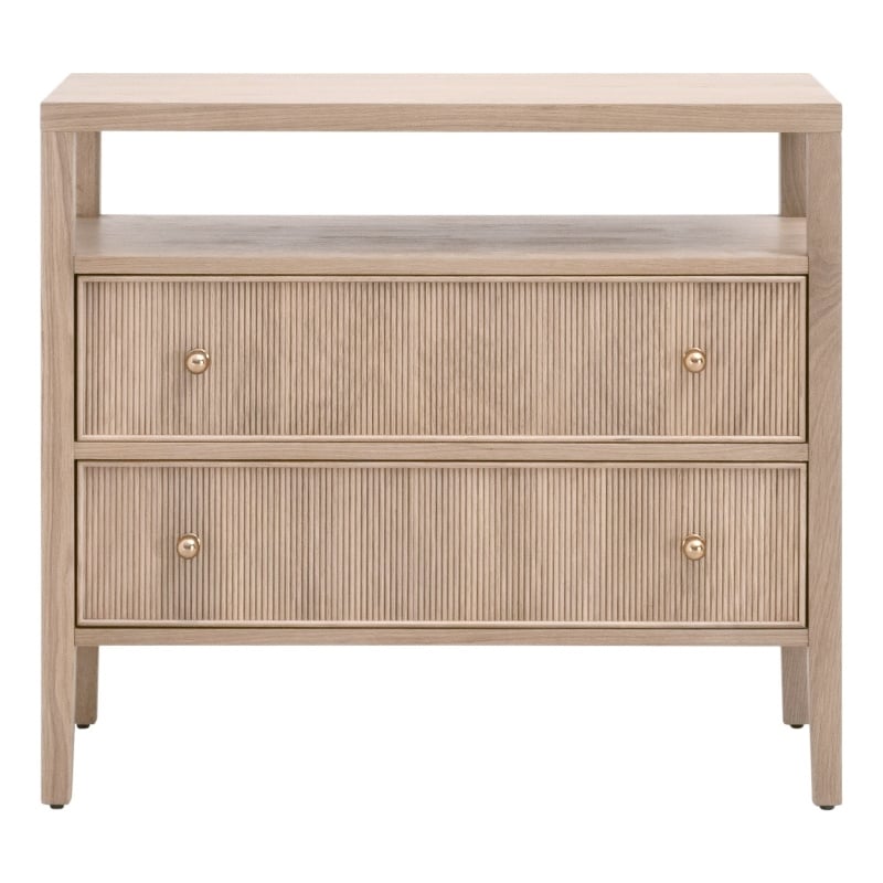 Pemberly Row Open Shelf 2-Drawer Nightstand 34