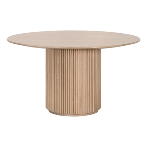 Pemberly Row Contemporary 54&quot Round Pedestal Dining Table in Natural Oak