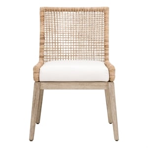 Pemberly Row Rattan Dining Chair Set of 2 24&quotW in Natural Mahogany