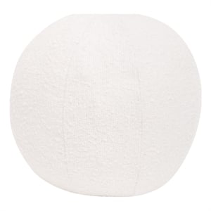 Pemberly Row 12&quot Round Down Sphere Pillow in White Boucle Fabric