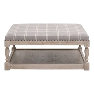 Pemberly Row Upholstered Coffee Table 39.5&quot x 39.5&quot in Gray and White