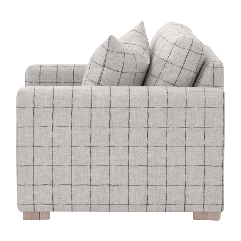 Pemberly Row Slim Arm Sofa Chair in Windowpane Cement With Oak Feet