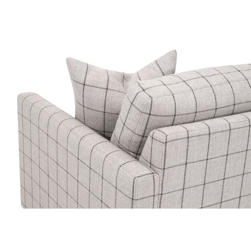 Pemberly Row Slim Arm Sofa Chair in Windowpane Cement With Oak Feet