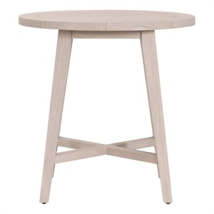 Pemberly Row Outdoor 36&quot Round Teak Counter Table in Washed Ever