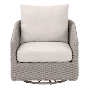 Pemberly Row Outdoor Rope Swivel Rocker Chair 33&quotW in Off White