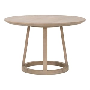 Pemberly Row 48&quot Round Pedestal Dining Table in Smoke Gray Oak