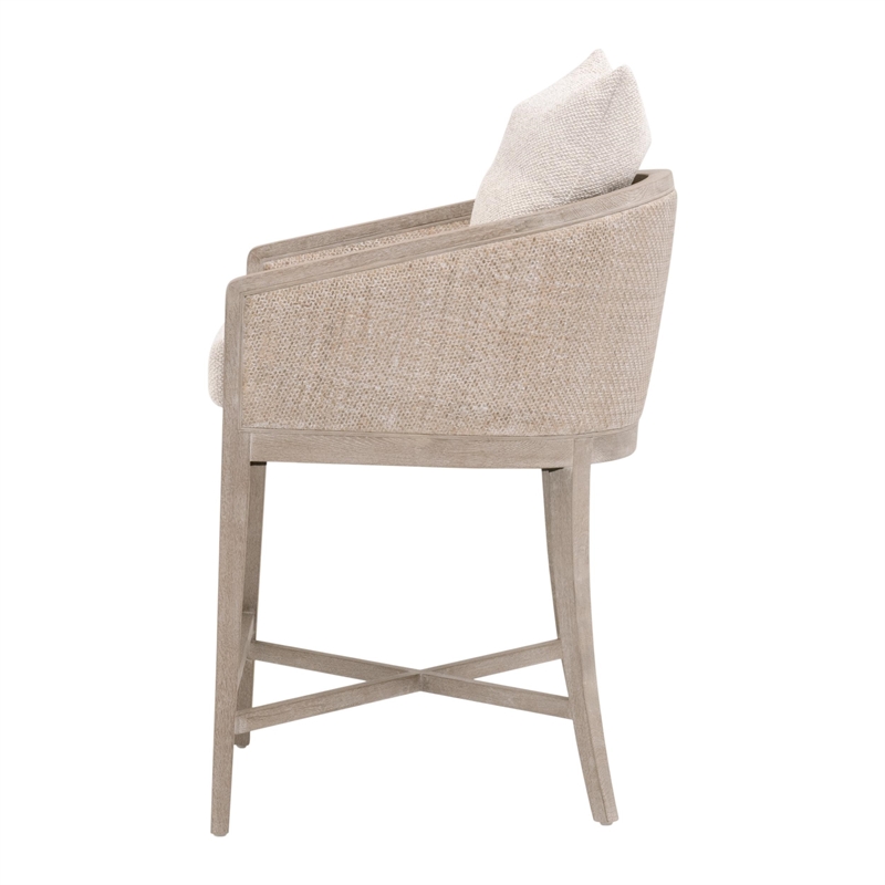 Pemberly Row Rattan and Oak Counter Stool 22.5